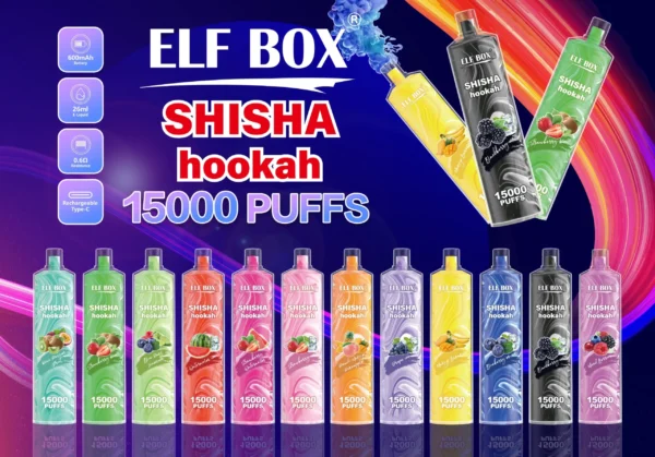 ELF BOX LS15000 Puff Shisha Hookah 0% 2% 5% Nicotine Rechargeable Disposable Vape Wholesale - BackVape - 1