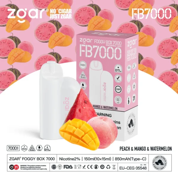 ZGAR FOGGY BOX 7000 Puffs 2% Nikotiini Ladattava Kertakäyttöinen Vape Tukkumyynti - BackVape - 6
