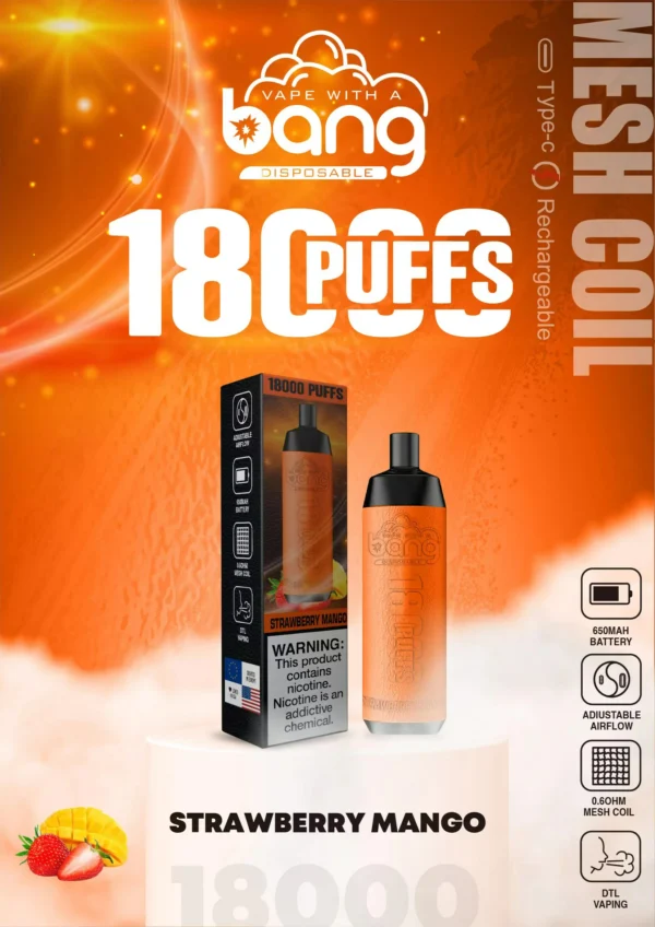 Bang Crown Bar 18000 Puffs 0% 2% 3% 5% Low Nicotine Rechargeable Disposable Vapes Pen Bulk Buy Wholesale - BackVape - 8