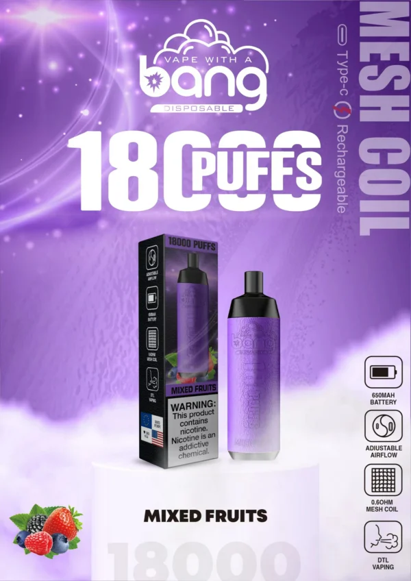 Bang Crown Bar 18000 Puffs 0% 2% 3% 5% Low Nicotine Rechargeable Disposable Vapes Pen Bulk Buy Wholesale - BackVape - 15
