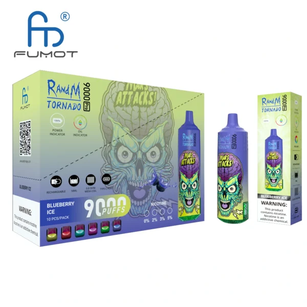 RandM Tornado 9000 PRO Puffs 0% 2% 3% 5% с низким содержанием никотина Купить перезаряжаемую одноразовую вейп оптом - BackVape - 8