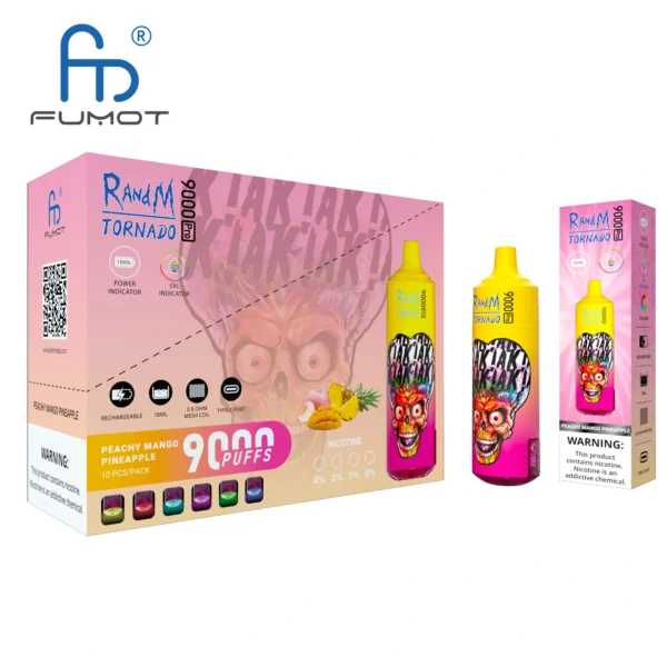 RandM Tornado 9000 PRO Puffs 0% 2% 3% 5% с низким содержанием никотина. Купить перезаряжаемую одноразовую вейп-пароварку оптом — BackVape — 6
