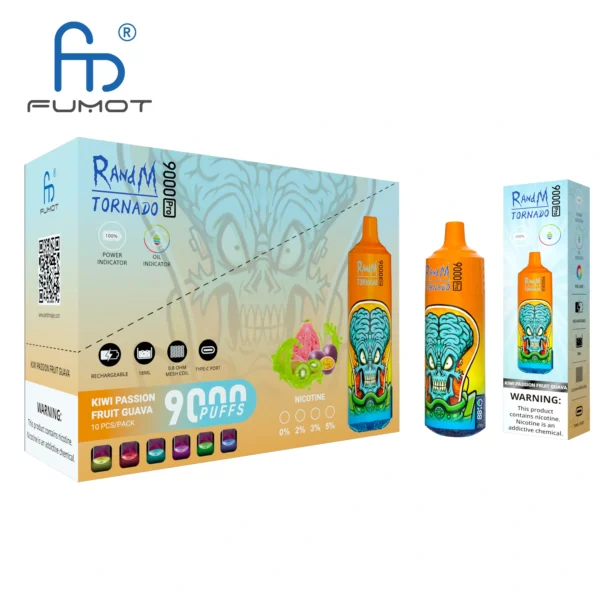 RandM Tornado 9000 PRO Puffs 0% 2% 3% 5% с низким содержанием никотина. Купить перезаряжаемую одноразовую вейп-пароварку оптом - BackVape - 4