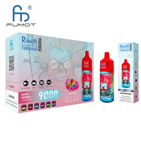 RandM Tornado 9000 PRO Puffs 0% 2% 3% 5% с низким содержанием никотина. Купить перезаряжаемую одноразовую вейп-пароварку оптом - BackVape - 3