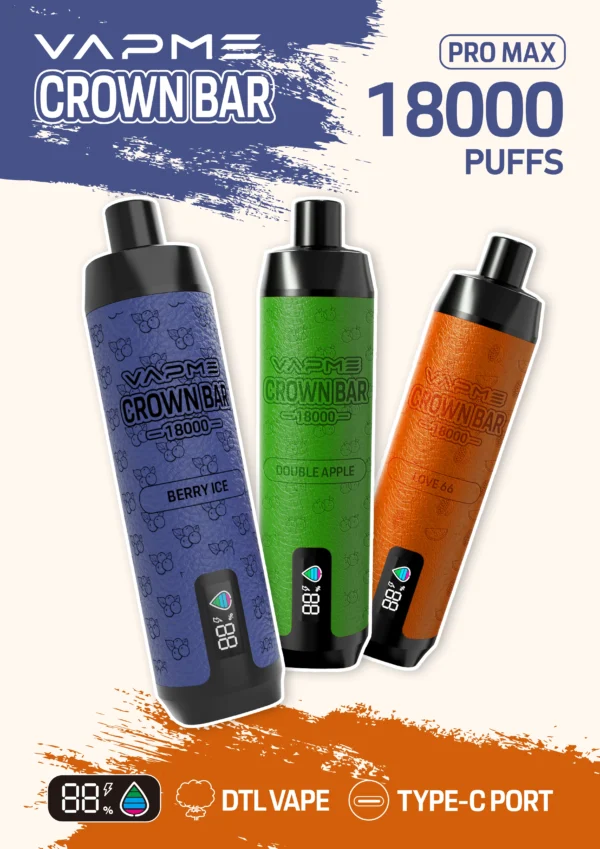 Vapme Crown Bar 18000 PRO MAX 2% 5% Nikotyna 18000 zaciągnięć Akumulatorowe jednorazowe waporyzatory Kup hurtowo - BackVape - 1