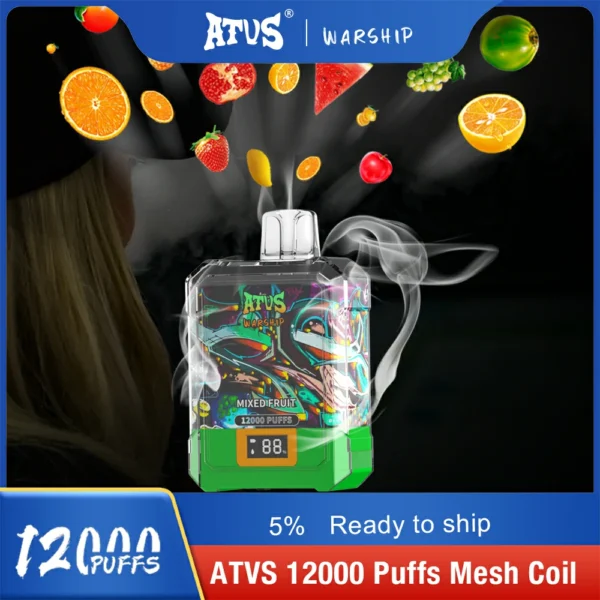 Atvs Warship 12000 Puffs 5% Перезаряжаемые одноразовые ручки для электронных сигарет с низким содержанием никотина Купить оптом - BackVape - 1