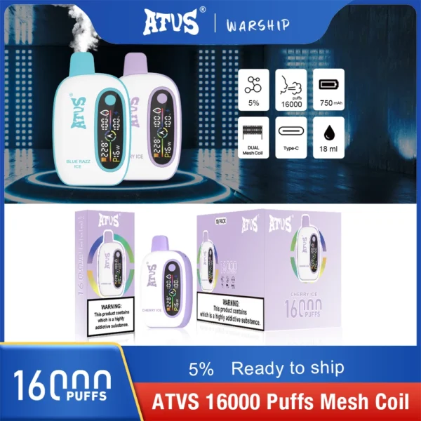 Atvs 16000 Puffs 2% 5% Stylo à vape jetable rechargeable à faible teneur en nicotine Acheter en gros - BackVape - 4