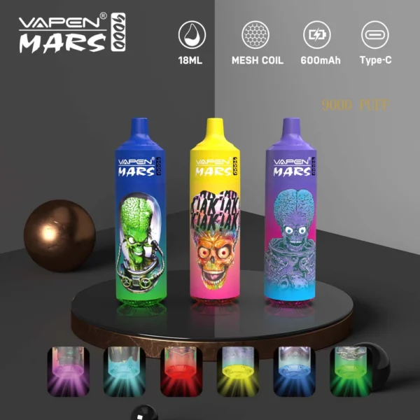 VAPEN Mars 9000 Puffs 0% 2% 5% Stilo vape reîncărcabil de unică folosință cu conținut scăzut de nicotină Cumpărați cu ridicata - BackVape - 1