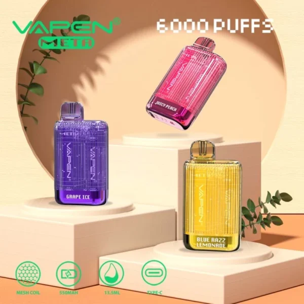 VAPEN Meta 6000 Puffs 2% 5% Low Nicotina Rechargeable Vapes Pen vrac Cumpărați cu ridicata - BackVape - 1