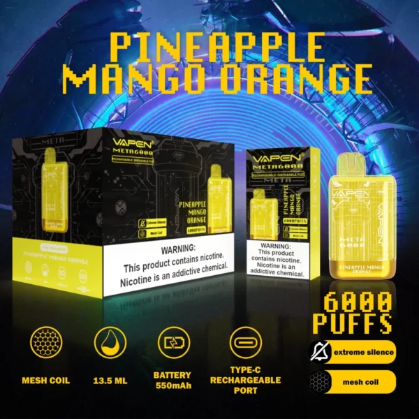VAPEN Meta 6000 Puffs 2% 5% Low Nicotina Rechargeable Vapes Pen vrac Cumpărați cu ridicata - BackVape - 4