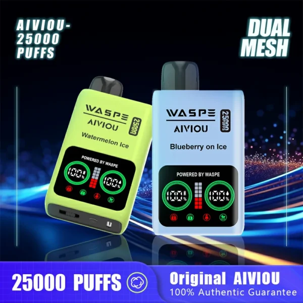 WASPE 25000 PUFFS Dual Mesh Box 0% 2% 5% Low Nicotine LED Display Rechargeable Disposable Vapes Pen Bulk Buy Wholesale - BackVape - 1