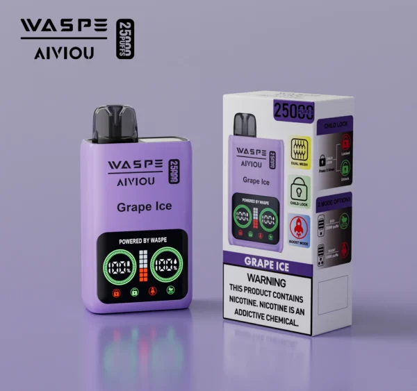 WASPE 25000 PUFFS Dual Mesh Box 0% 2% 5% Low Nicotine LED Display Rechargeable Disposable Vapes Pen Bulk Buy Wholesale - BackVape - 3