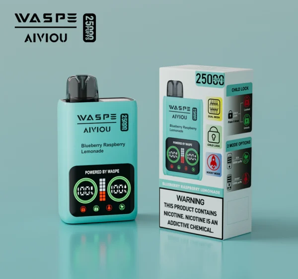 WASPE 25000 PUFFS Dual Mesh Box 0% 2% 5% Low Nicotine LED Display Rechargeable Disposable Vapes Pen Bulk Buy Wholesale - BackVape - 11