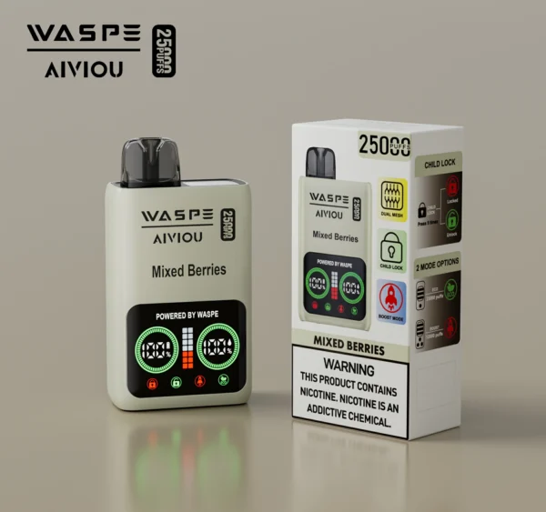 WASPE 25000 PUFFS Dual Mesh Box 0% 2% 5% Low Nicotine LED Display Rechargeable Disposable Vapes Pen Bulk Buy Wholesale - BackVape - 10