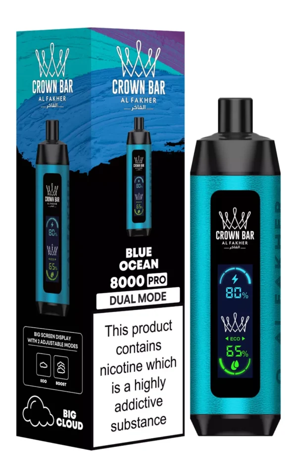 Al Fakher Crown Bar Big Cloud 8000 Pro Двухрежимный полноэкранный перезаряжаемый одноразовый вейп-ручка с низким содержанием никотина Массовая покупка оптом - Европейский склад - BackVape - 12