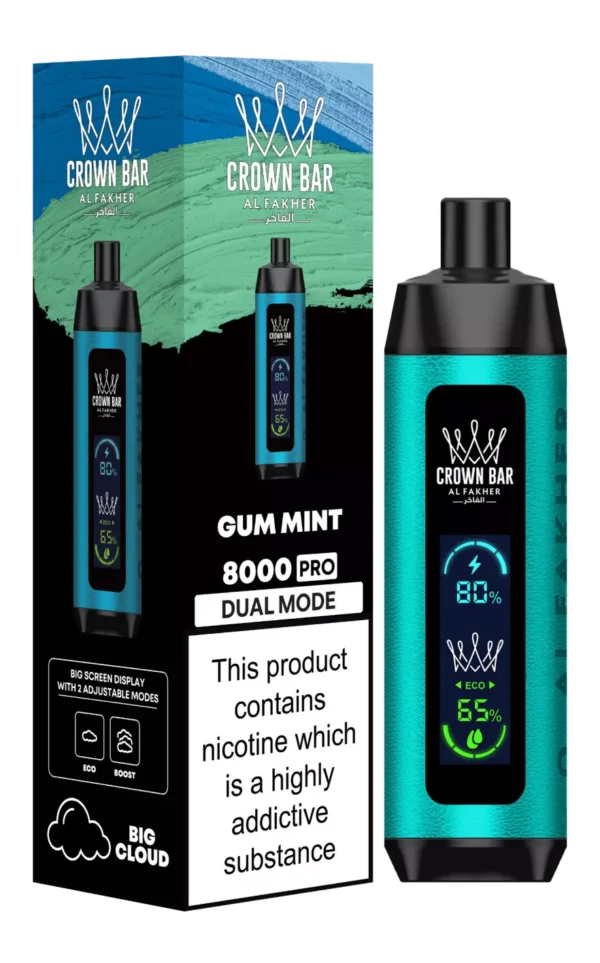 Al Fakher Crown Bar Big Cloud 8000 Pro Двойной режим Полноэкранный перезаряжаемый одноразовый вейп-ручка с низким содержанием никотина Массовая покупка оптом - Европейский склад - BackVape - 9