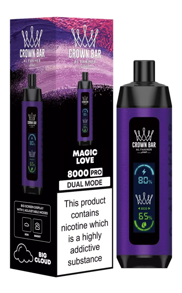 Al Fakher Crown Bar Big Cloud 8000 Pro Двойной режим Полноэкранный перезаряжаемый одноразовый вейп-ручка с низким содержанием никотина Массовая покупка оптом - Европейский склад - BackVape - 3
