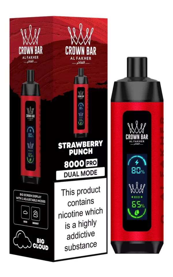 Al Fakher Crown Bar Big Cloud 8000 Pro Двухрежимный полноэкранный перезаряжаемый одноразовый вейп-ручка с низким содержанием никотина Массовая покупка оптом - Европейский склад - BackVape - 17