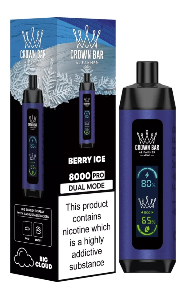 Al Fakher Crown Bar Big Cloud 8000 Pro Двухрежимный полноэкранный перезаряжаемый одноразовый вейп-ручка с низким содержанием никотина Массовая покупка оптом - Европейский склад - BackVape - 15
