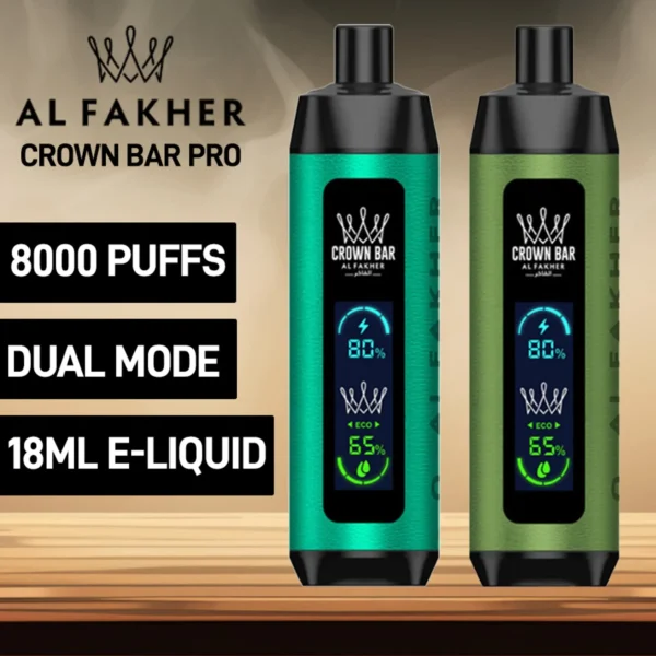 Al Fakher Crown Bar Big Cloud 8000 Pro Двухрежимный полноэкранный перезаряжаемый одноразовый вейп-ручка с низким содержанием никотина Массовая покупка оптом - Европейский склад - BackVape - 1