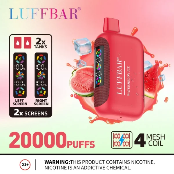 VASY LUFFBAR Dually 20000 Puffs Dual Digital Screen 50mg Low Nicotine Rechargeable Disposable Vapes Pen Bulk Buy Wholesale - BackVape - 1