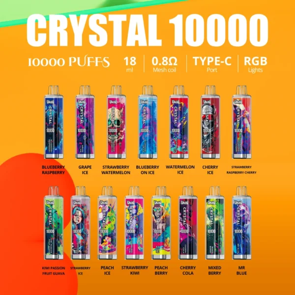 Uwin Crystal 10000 trekjes 0% 2% 3% 5% Oplaadbare wegwerpvapes-pen met laag nicotinegehalte in bulk Koop groothandel - BackVape - 1