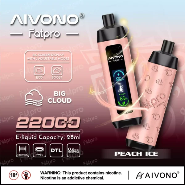AIVONO Fatpro 22000 Rookwolken Waterpijp Digitaal scherm 0% 2% 3% 5% Oplaadbare wegwerpvapes-pen met laag nicotinegehalte Bulk kopen groothandel - BackVape - 3