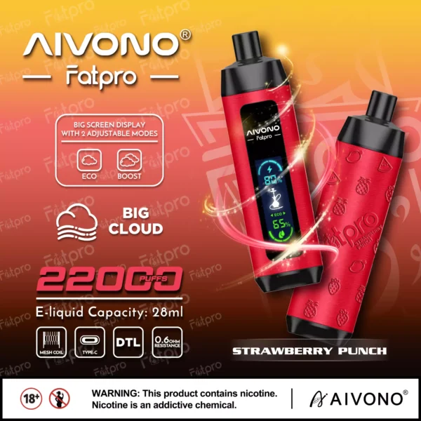 AIVONO Fatpro 22000 Rookwolken Waterpijp Digitaal scherm 0% 2% 3% 5% Oplaadbare wegwerpvapes-pen met laag nicotinegehalte Bulk kopen groothandel - BackVape - 6