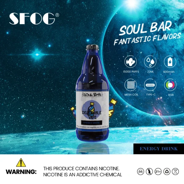 SFOG SOUL BAR 15000 Puffar RGB 5% Låg Nikotin Uppladdningsbara Disponibla Vapes Penna Bulk Köp Partihandel - BackVape - 5
