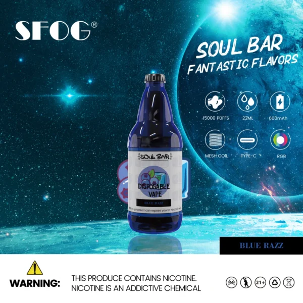 SFOG SOUL BAR 15000 Puffs RGB 5% Låg Nikotin Uppladdningsbara Disponibla Vapes Penna Bulk Köp Partihandel - BackVape - 8